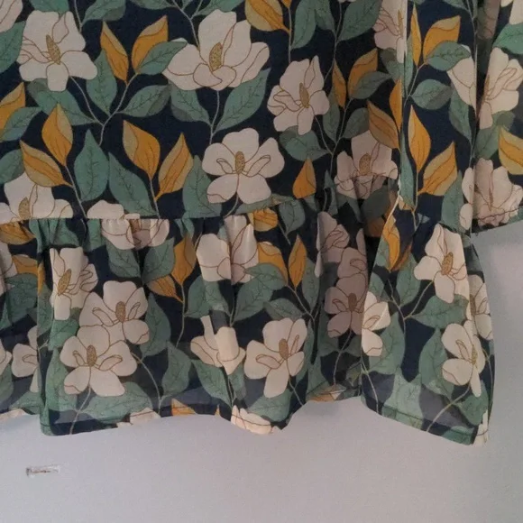 EUC✨ DANIEL RAINN navy women's XL Camila Ruffle Detail 3/4 sleeve Blouse - Picture 6 of 17